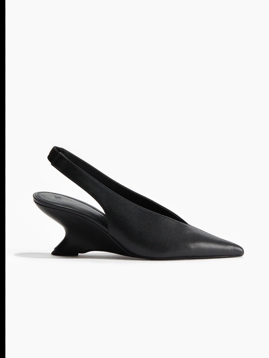 H&M Slingback Vegan Leather Wedge Shoes Like New